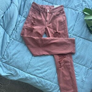 American Eagle Outfitters Distressed Mauve Jeans